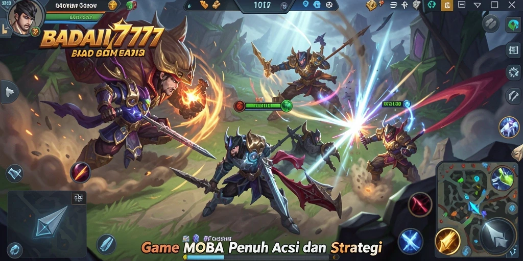 Screenshot gameplay BADAI777 menampilkan pertempuran seru antara tim.