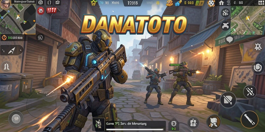 Tampilan gameplay epik dari DANATOTO dalam aksi TPS.