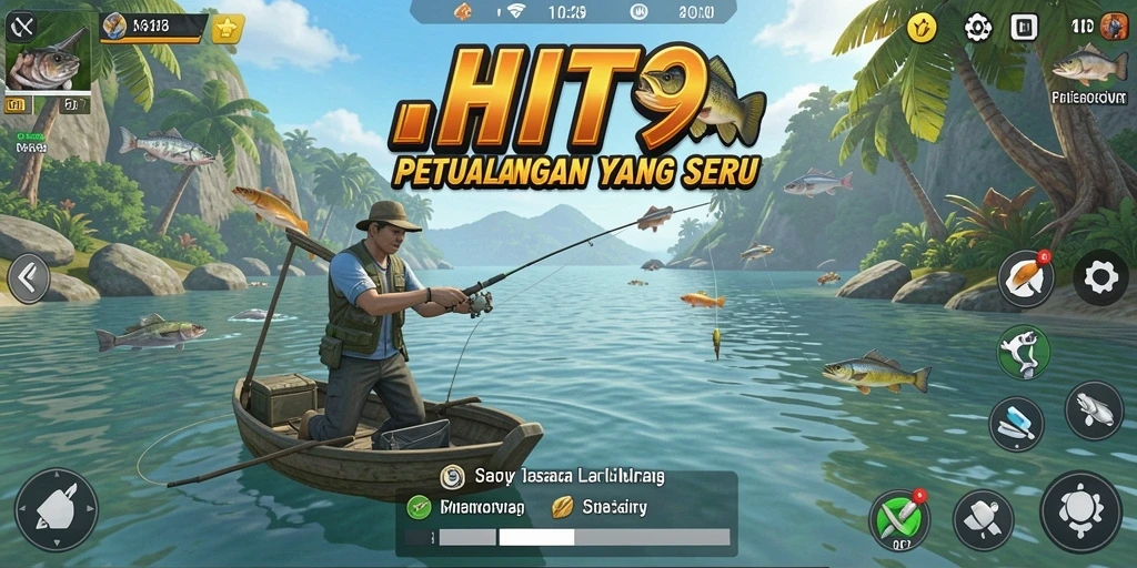Screenshot utama yang menunjukkan pengalaman memancing seru di HIT9.
