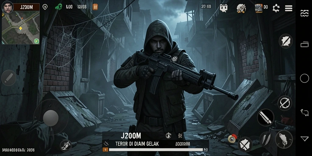 Screenshot gameplay menegangkan dari J200M yang menghadirkan suasana Horror.