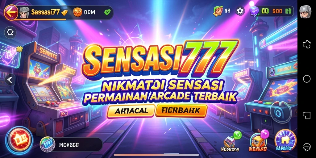Tampilan menakjubkan gameplay arcade SENSASI777 dengan level yang penuh warna.