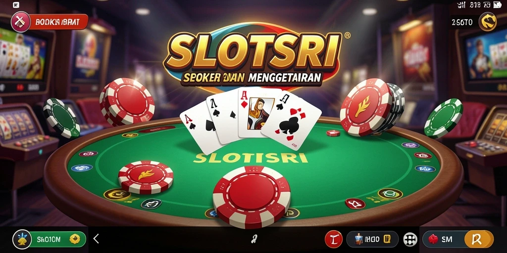 Tampilan gameplay menarik dalam SLOTSRI dengan suasana Poker yang mendebarkan.