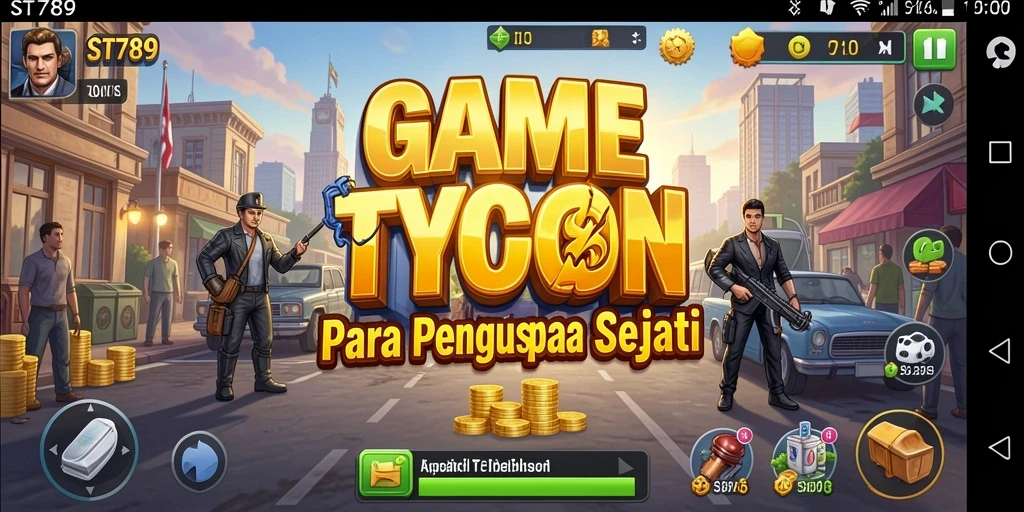 Tampilan gameplay ST789 menunjukkan interaksi dinamis dalam menjalankan bisnis Tycoon.