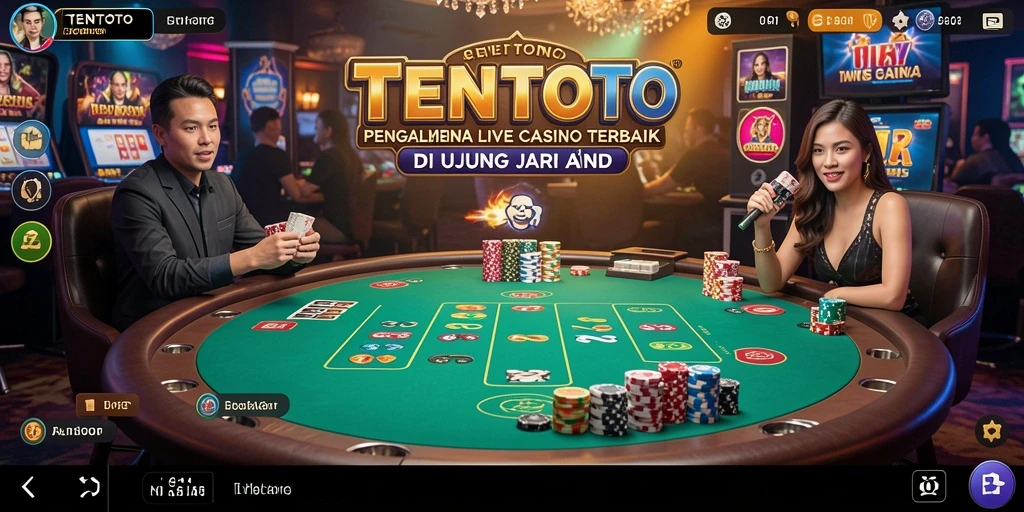 Screenshot TENTOTO menampilkan dealer langsung dalam permainan Live Casino.