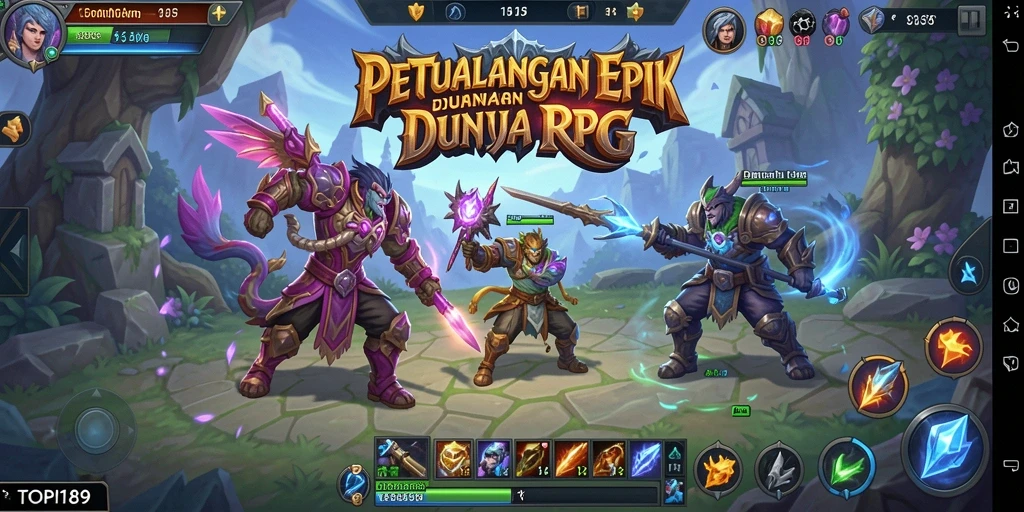 Tangkapan layar utama game RPG dengan petualangan epik.