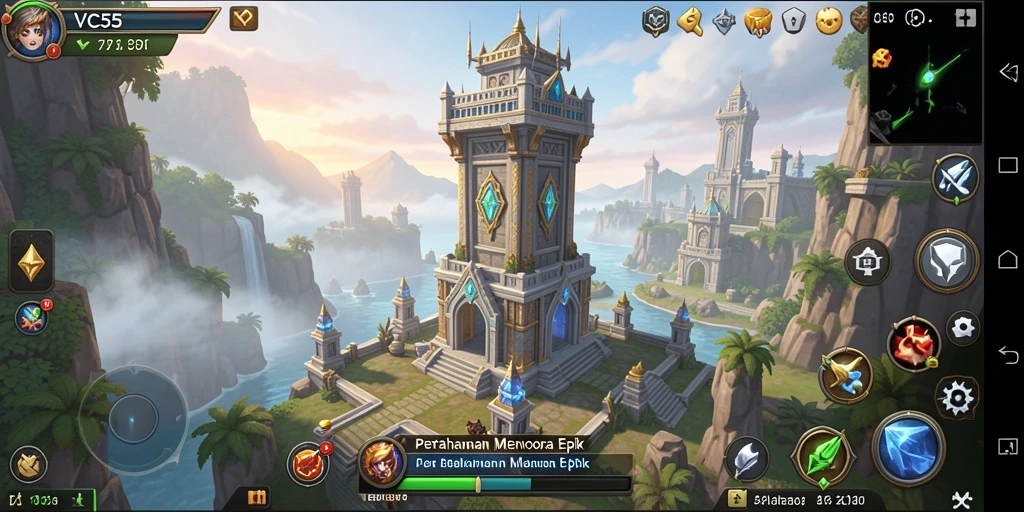 Tampilan gameplay VC55 yang menarik dengan menara dan strategi pertahanan.